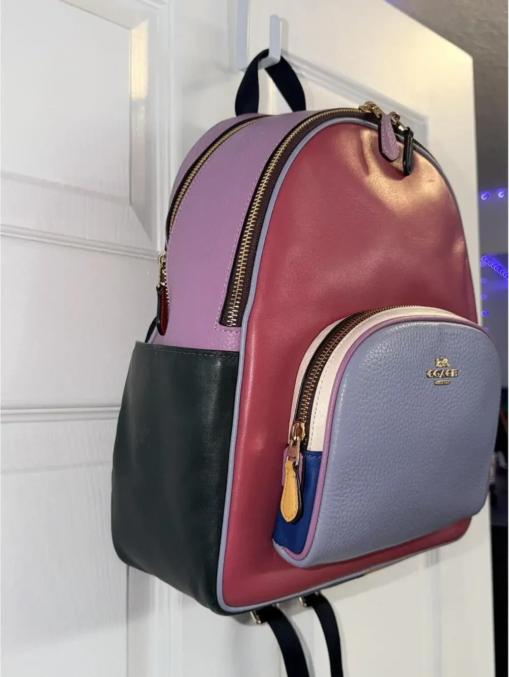 Coach Court Backpack In Colorblock IM/Watermelon Multi - Picture 3 of 9